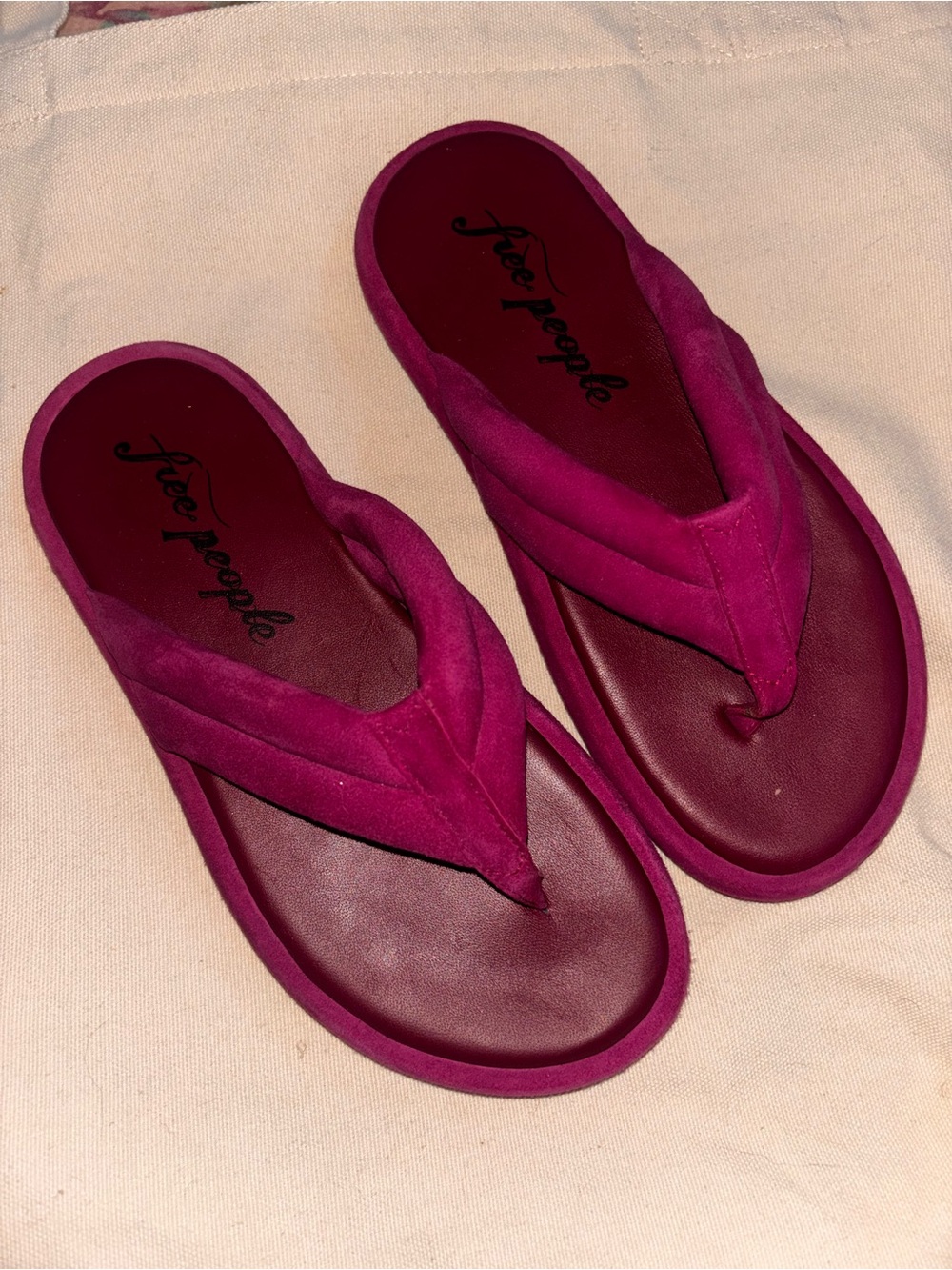 Free People Fuchsia Suede Thong Sandals